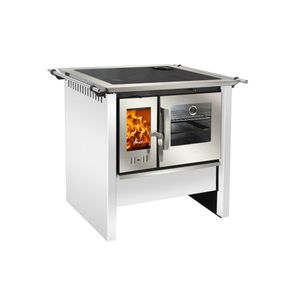 Cocina Leña Combustion Lenta Allegra Blanca + Kit 5" Amesti