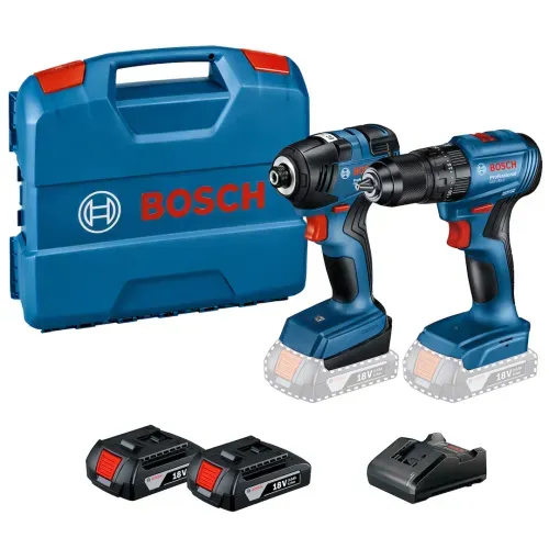 Kit Inalamb Taladro Percut Bosch Gsb 185-Li + Atornillador De Impacto Gdr 18V-200 + Kit 2 Baterias + Cargador