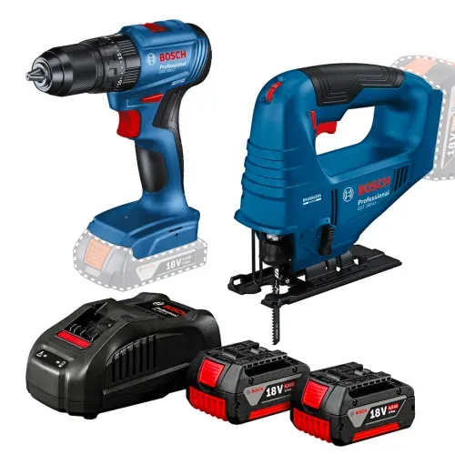 Combo Inalamb Taladro Percut Bosch Gsb 185-Li + Sierra Caladora Gst 183-Li + Kit 2 Baterias + Cargador Rapido